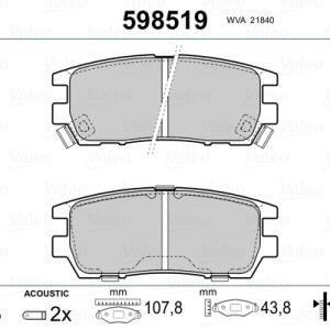 Placute frana MITSUBISHI L400 caroserie (PD_W, PC_W, PB_V, PA_W, PA_V) 2500 TD (PD5W, PD5V, PA5W, PA5V) diesel 87 cai VALEO 598519
