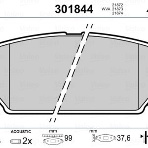 Placute frana MITSUBISHI LANCER V (CB_A, CD_A, CE_A) 1.6 16V 4WD (CD4A) benzina 113 cai VALEO 301844
