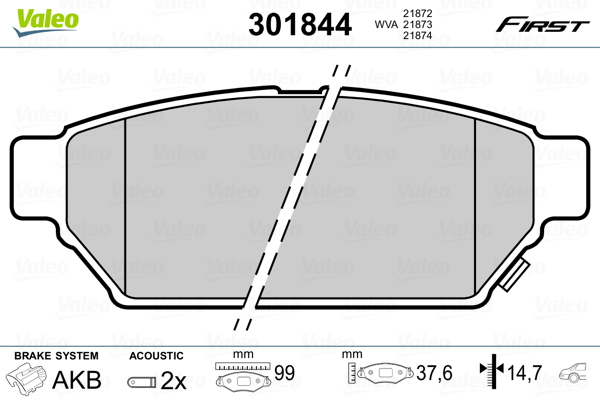 Placute frana MITSUBISHI CARISMA (DA_) 1.8 16V GDI (DA2A) benzina 125 cai VALEO 301844