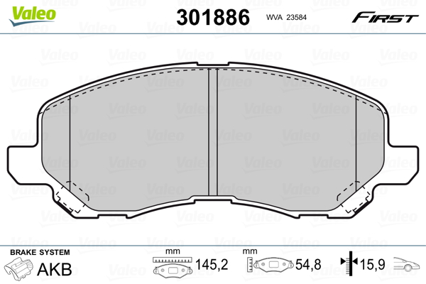 Placute frana MITSUBISHI OUTLANDER III (GG_W, GF_W, ZJ, ZL, ZK) 2.0 (GF7W) benzina 150 cai VALEO 301886