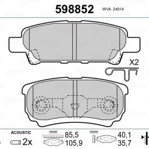 Placute frana MITSUBISHI LANCER VIII (CY_A, CZ_A) 1.8 DI-D diesel 116 cai VALEO 598852