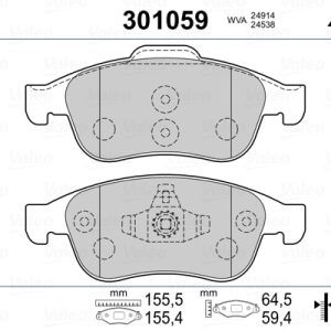 Placute frana MITSUBISHI COLT VII hatchback (VB_) 1.6 Hybrid (VBEH6) benzina/elector 143 cai VALEO 301059
