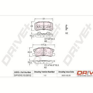 Placute frana MITSUBISHI ASX (GA_W_) 2.0 MIVEC 4WD benzina 150 cai DRIVE DP1010.10.0012
