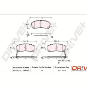 Placute frana MITSUBISHI LANCER VII (CS_A, CT_A) EVO IX (CT9A) benzina 290 cai DRIVE DP1010.10.0056