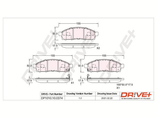 Placute frana MITSUBISHI L200 / TRITON (KA_T, KB_T) 2.5 DI-D 4WD (KB4T) diesel 136 cai DRIVE DP1010.10.0374