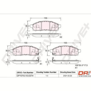 Placute frana MITSUBISHI L200 / TRITON (KA_T, KB_T) 2.5 DI-D 4WD (KB4T) diesel 167 cai DRIVE DP1010.10.0374