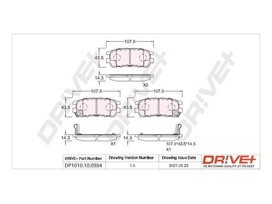 Placute frana MITSUBISHI L400 bus (PD_W, PC_W, PA_V, PB_V, PA_W) 2.5 TD 4WD (PD5V/W) diesel 99 cai DRIVE DP1010.10.0984