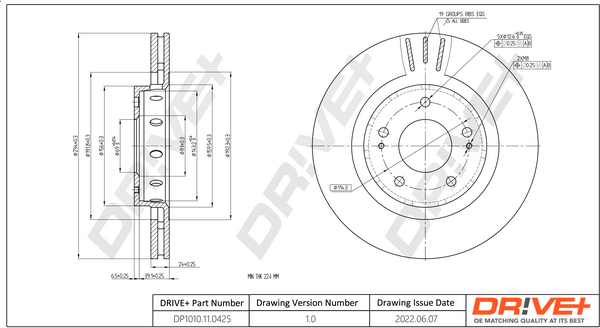 Disc frana MITSUBISHI OUTLANDER II (CW_W) 2.4 4WD (CW5W) benzina 170 cai DRIVE DP1010.11.0425