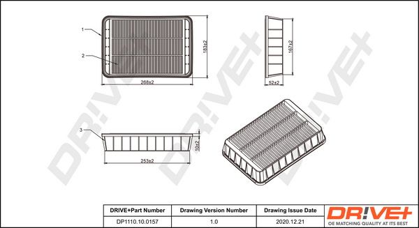 Filtru aer MITSUBISHI LANCER VIII (CY_A, CZ_A) 1.8 Flexfuel (CY3A, CY6A) Benzina/Etanol 140 cai DRIVE DP1110.10.0157