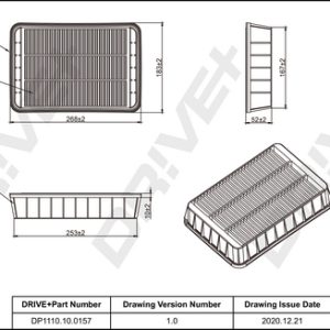 Filtru aer MITSUBISHI OUTLANDER II (CW_W) 2.2 DI-D 4WD diesel 177 cai DRIVE DP1110.10.0157