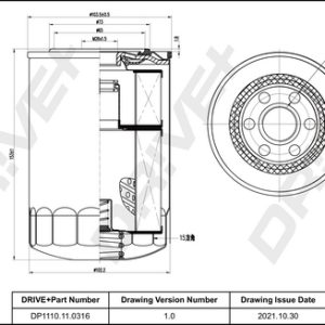 Filtru ulei MITSUBISHI Canter (FB7, FB8, FE7, FE8) VII 3C11 diesel 110 cai DRIVE DP1110.11.0316