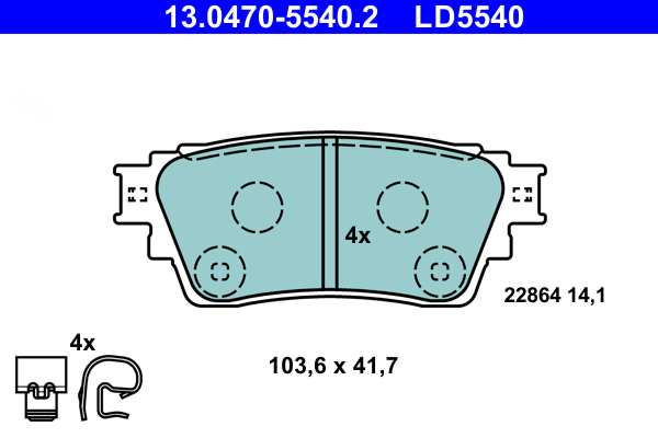 Placute frana MITSUBISHI OUTLANDER III (GG_W, GF_W, ZJ, ZL, ZK) 2.2 DI-D 4WD (GF6W) diesel 150 cai ATE 13.0470-5540.2