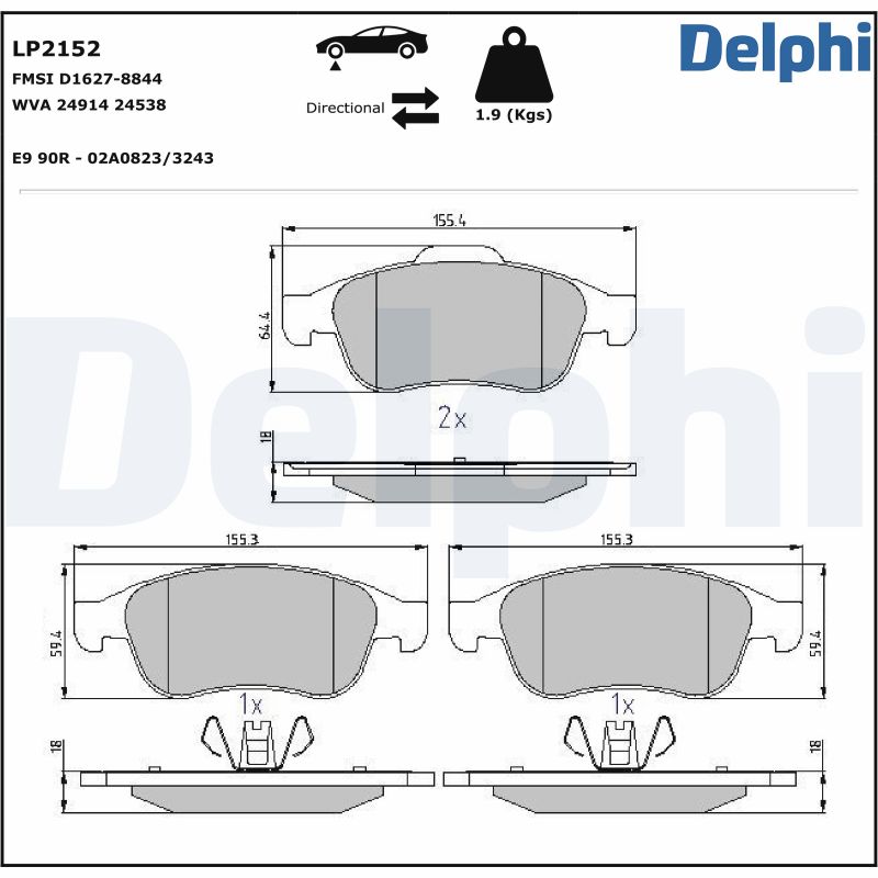 Placute frana MITSUBISHI ASX (VSX_, VSE_) 1.0 (VSXG0) benzina 91 cai DELPHI LP2152