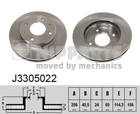 Disc frana MITSUBISHI CARISMA limuzina (DA_) 2.0 16V GT EVO VI/VII benzina 280 cai NIPPARTS J3305022