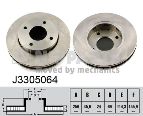 Disc frana MITSUBISHI COLT VI (Z3_A, Z2_A) 1.3 LPG (Z33A) Benzina/Autogaz (GPL) 95 cai NIPPARTS J3305064