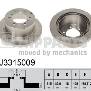 Disc frana MITSUBISHI L400 bus (PD_W, PC_W, PA_V, PB_V, PA_W) 2500 TD (PA5W) diesel 87 cai NIPPARTS J3315009