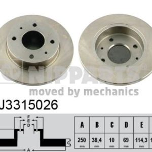 Disc frana MITSUBISHI COLT VI (Z3_A, Z2_A) 1.1 LPG Benzina/Autogaz (GPL) 75 cai NIPPARTS J3315026