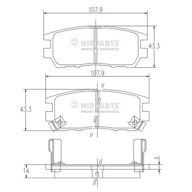 Placute frana MITSUBISHI L400 caroserie (PD_W, PC_W, PB_V, PA_W, PA_V) 2500 TD 4WD (PD5W, PD5V, PA5W, PA5V) diesel 87 cai NIPPARTS J3615005