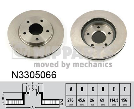 Disc frana MITSUBISHI LANCER VIII (CY_A, CZ_A) 1.5 benzina 109 cai NIPPARTS N3305066