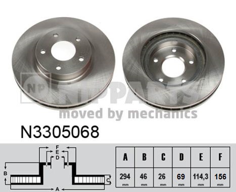 Disc frana MITSUBISHI ECLIPSE CROSS (GK_, GL_) 1.5 T-Mivec 4WD benzina 163 cai NIPPARTS N3305068