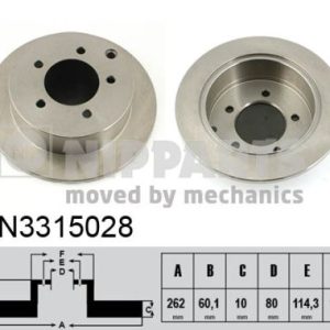 Disc frana MITSUBISHI LANCER VIII (CY_A, CZ_A) 1.5 Bifuel Benzina/Autogaz (GPL) 109 cai NIPPARTS N3315028