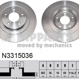 Disc frana MITSUBISHI ASX (GA_W_) 1.6 MIVEC (GA1W) benzina 116 cai NIPPARTS N3315036