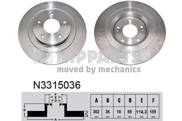 Disc frana MITSUBISHI ASX (GA_W_) 2.0 MIVEC 4WD benzina 150 cai NIPPARTS N3315036