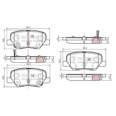 Placute frana MITSUBISHI OUTLANDER III (GG_W, GF_W, ZJ, ZL, ZK) 2.0 Hybrid 4WD (GG2W) benzina/elector 200 cai NIPPARTS N3615017