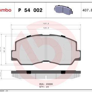 Placute frana MITSUBISHI L 300 / DELICA II caroserie (L03_P) 1.6 (L032P, L062P) benzina 65 cai BREMBO P 54 002