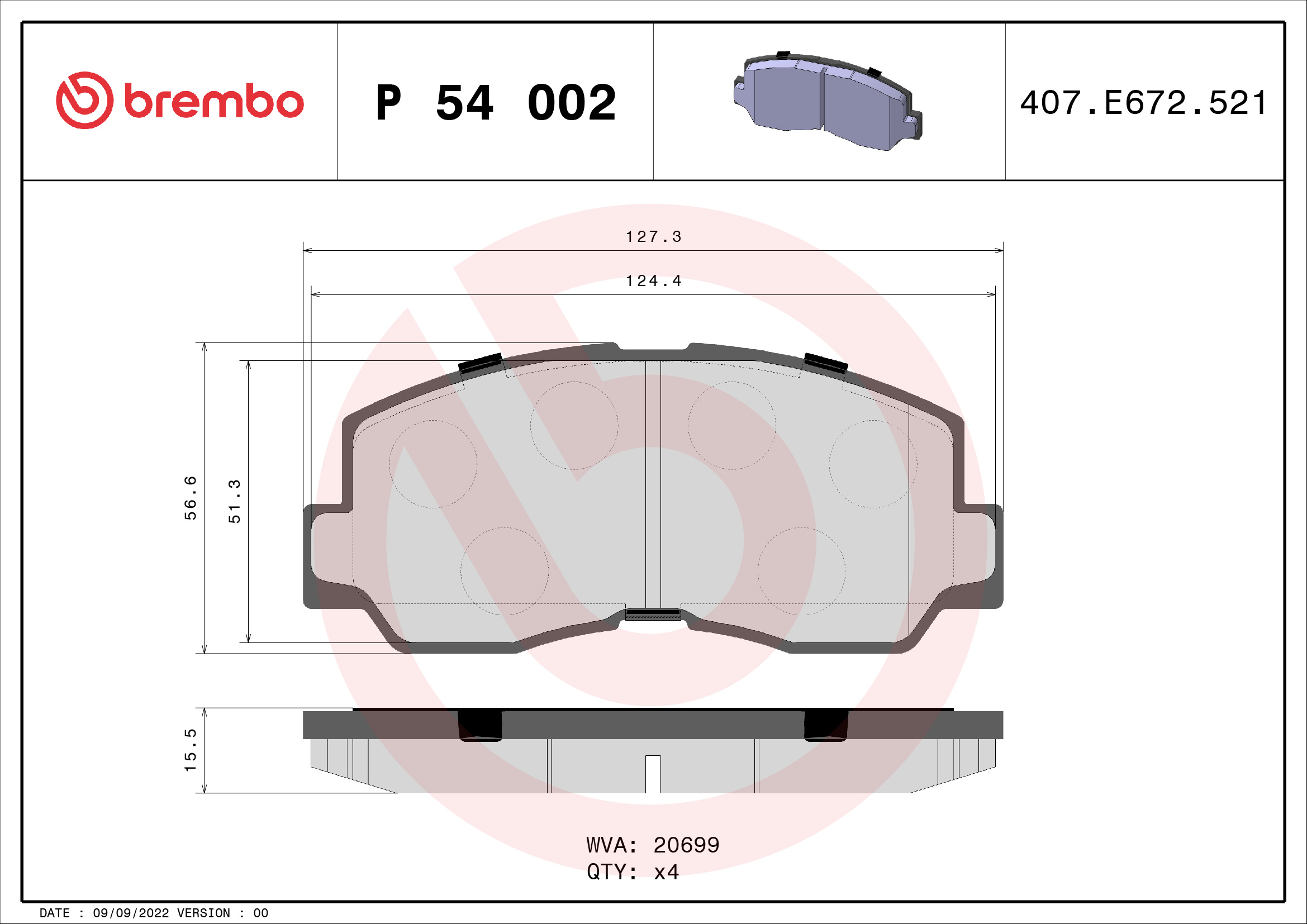 Placute frana MITSUBISHI L 300 / DELICA II bus (L03_P/G, L0_2P) 2.0 4WD (L037G) benzina 88 cai BREMBO P 54 002