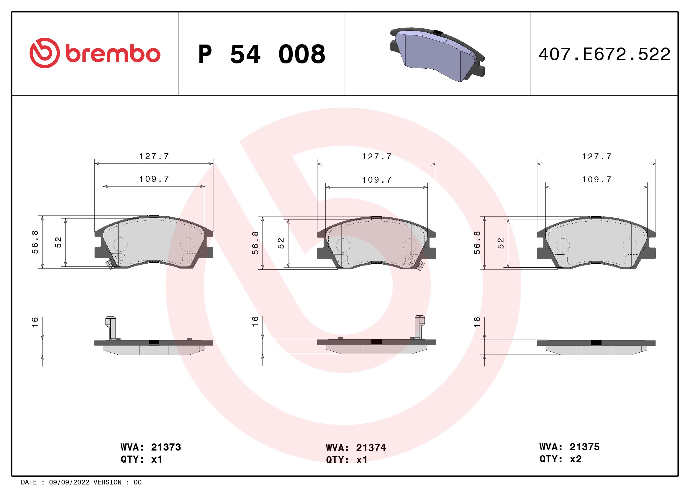 Placute frana MITSUBISHI L 300 III bus (P0_W, P1_W, P2_W, P3_W) 2.4 (P04W, P14W) benzina 112 cai BREMBO P 54 008