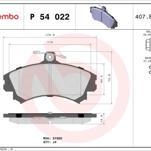 Placute frana MITSUBISHI CARISMA limuzina (DA_) 1.8 16V GDI (DA2A) benzina 125 cai BREMBO P 54 022