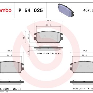 Placute frana MITSUBISHI LANCER VI (CJ_, CP_) 1.8 16V benzina 205 cai BREMBO P 54 025