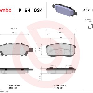 Placute frana MITSUBISHI LANCER VIII Sportback (CX_A) 1.8 (CX3A) benzina 143 cai BREMBO P 54 034