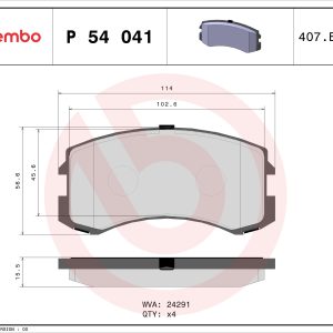 Placute frana MITSUBISHI LANCER VI (CJ_, CP_) 1.8 16V benzina 205 cai BREMBO P 54 041