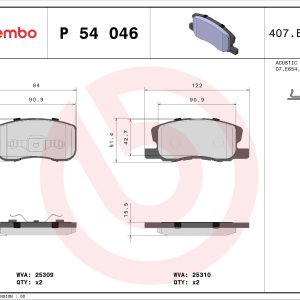 Placute frana MITSUBISHI COLT VI (Z3_A, Z2_A) 1.5 DI-D (Z39A) diesel 95 cai BREMBO P 54 046