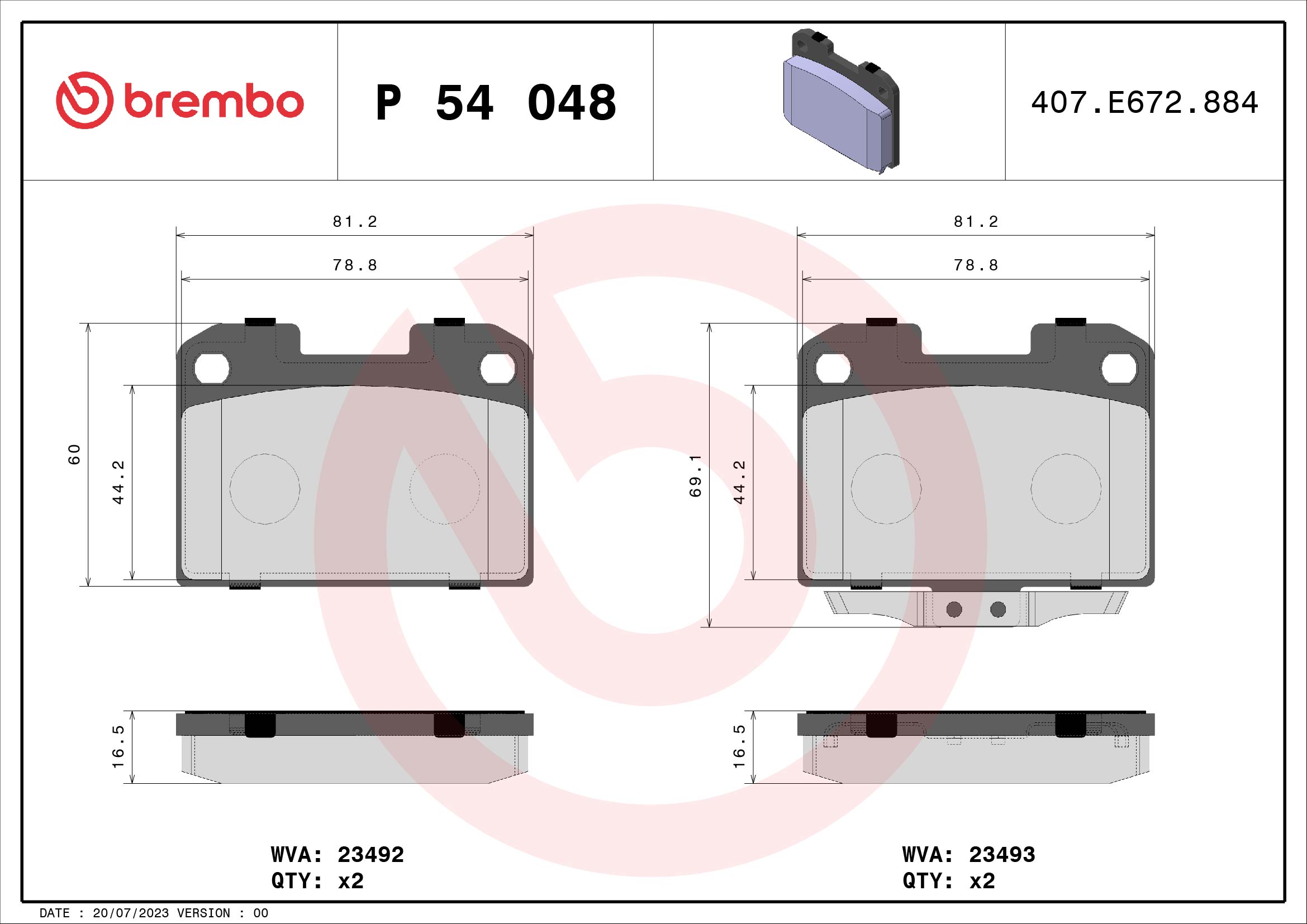 Placute frana MITSUBISHI 3000 GT cupe (Z1_A) 3.0 Turbo 4WD (Z16A) benzina 286 cai BREMBO P 54 048