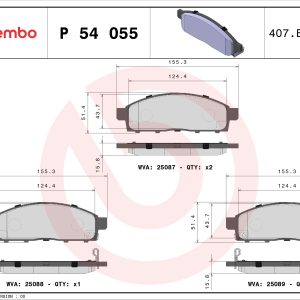 Placute frana MITSUBISHI L200 / TRITON (KJ_, KK_, KL_) 2.4 DI-D 4WD (KL1T) diesel 181 cai BREMBO P 54 055