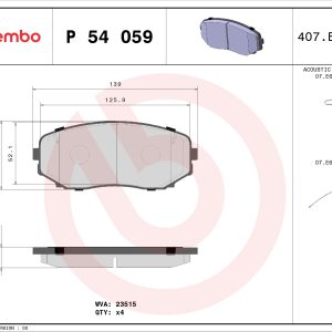 Placute frana MITSUBISHI L200 / TRITON (KJ_, KK_, KL_) 2.2 DI-D 4WD diesel 150 cai BREMBO P 54 059