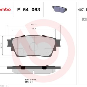 Placute frana MITSUBISHI OUTLANDER III (GG_W, GF_W, ZJ, ZL, ZK) 2.2 DI-D (GF6W) diesel 150 cai BREMBO P 54 063