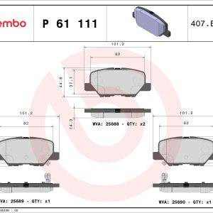 Placute frana MITSUBISHI ASX (GA_W_) 2.0 MIVEC (GA2W) benzina 150 cai BREMBO P 61 111