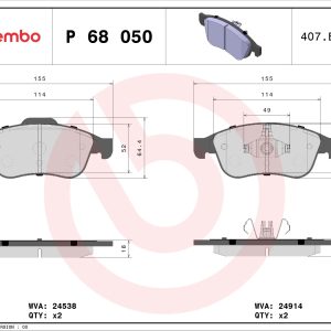 Placute frana MITSUBISHI ASX (VSX_, VSE_) 1.3 MHEV (VSXG3) benzina/elector 140 cai BREMBO P 68 050