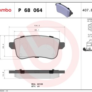 Placute frana MITSUBISHI ASX (VSX_, VSE_) 1.6 HYBRID (VSEH6) benzina/elector 143 cai BREMBO P 68 064