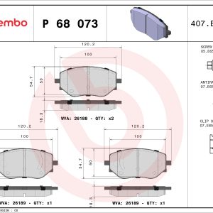 Placute frana MITSUBISHI COLT VII hatchback (VB_) 1.0 MPi (VBXG0) benzina 67 cai BREMBO P 68 073