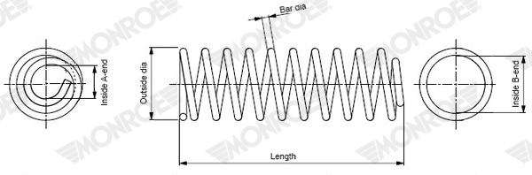 Arc spiral MITSUBISHI OUTLANDER III (GG_W, GF_W, ZJ, ZL, ZK) 2.2 DI-D 4WD (GF6W) diesel 150 cai MONROE SP4556