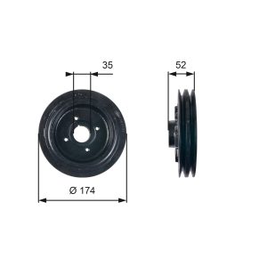Fulie curea arbore cotit MITSUBISHI L 300 / DELICA II platou / sasiu (L03_P) 2.5 D (L039P) diesel 69 cai GATES TVD1124