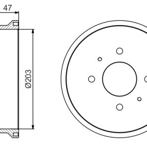 Tambur frana MITSUBISHI COLT VI (Z3_A, Z2_A) 1.3 (Z21A) benzina 95 cai BOSCH 0 986 477 235