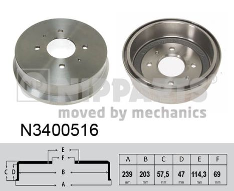 Tambur frana MITSUBISHI COLT VI (Z3_A, Z2_A) 1.5 CZT (Z37A) benzina 150 cai NIPPARTS N3400516