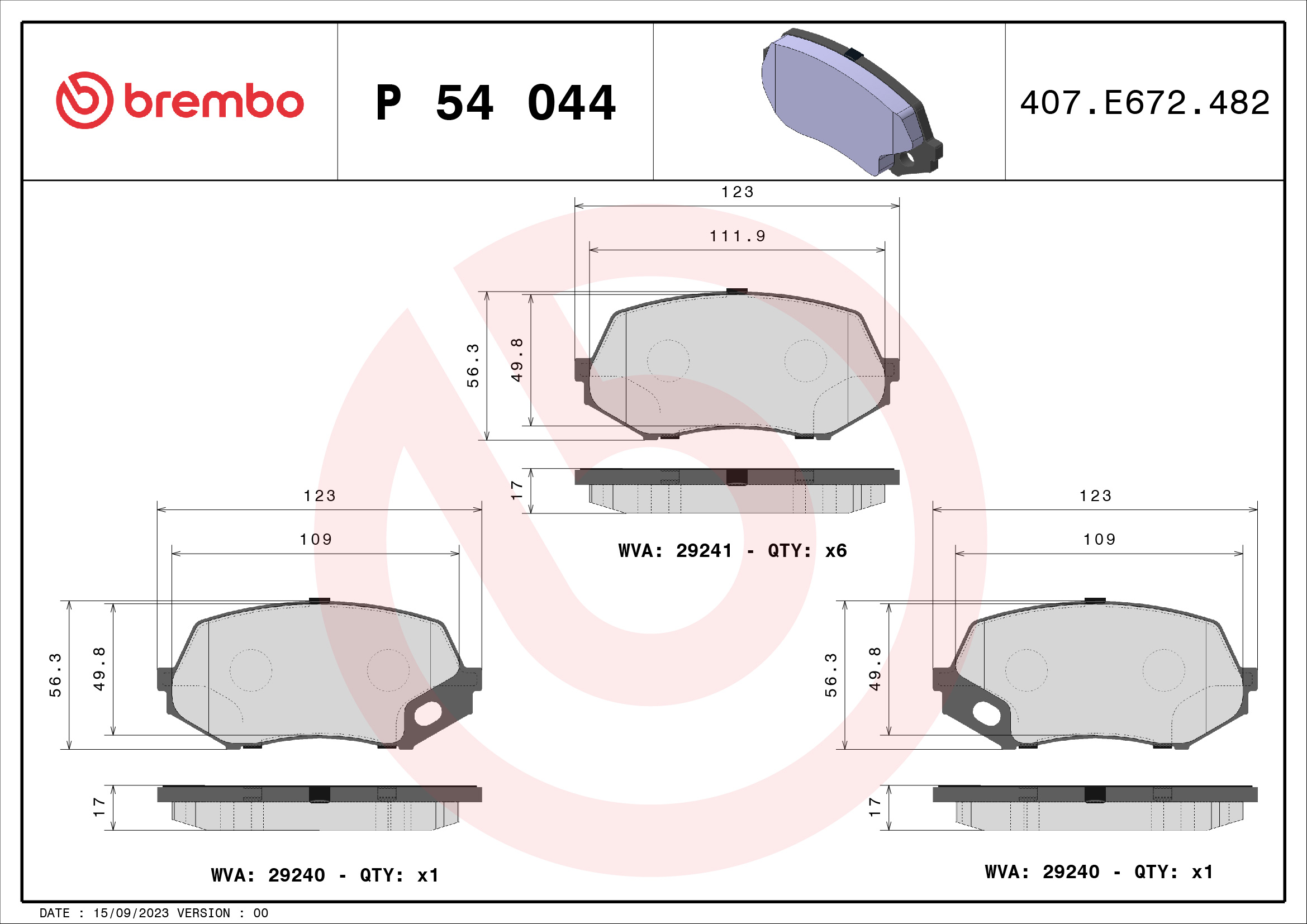 Set placute frana BREMBO P54044 – MITUBISHI | AutoRival