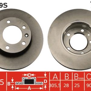 Disc frana OPEL MOVANO A bus (X70) 2.5 CDTI (JD) diesel 146 cai TRW DF4249S